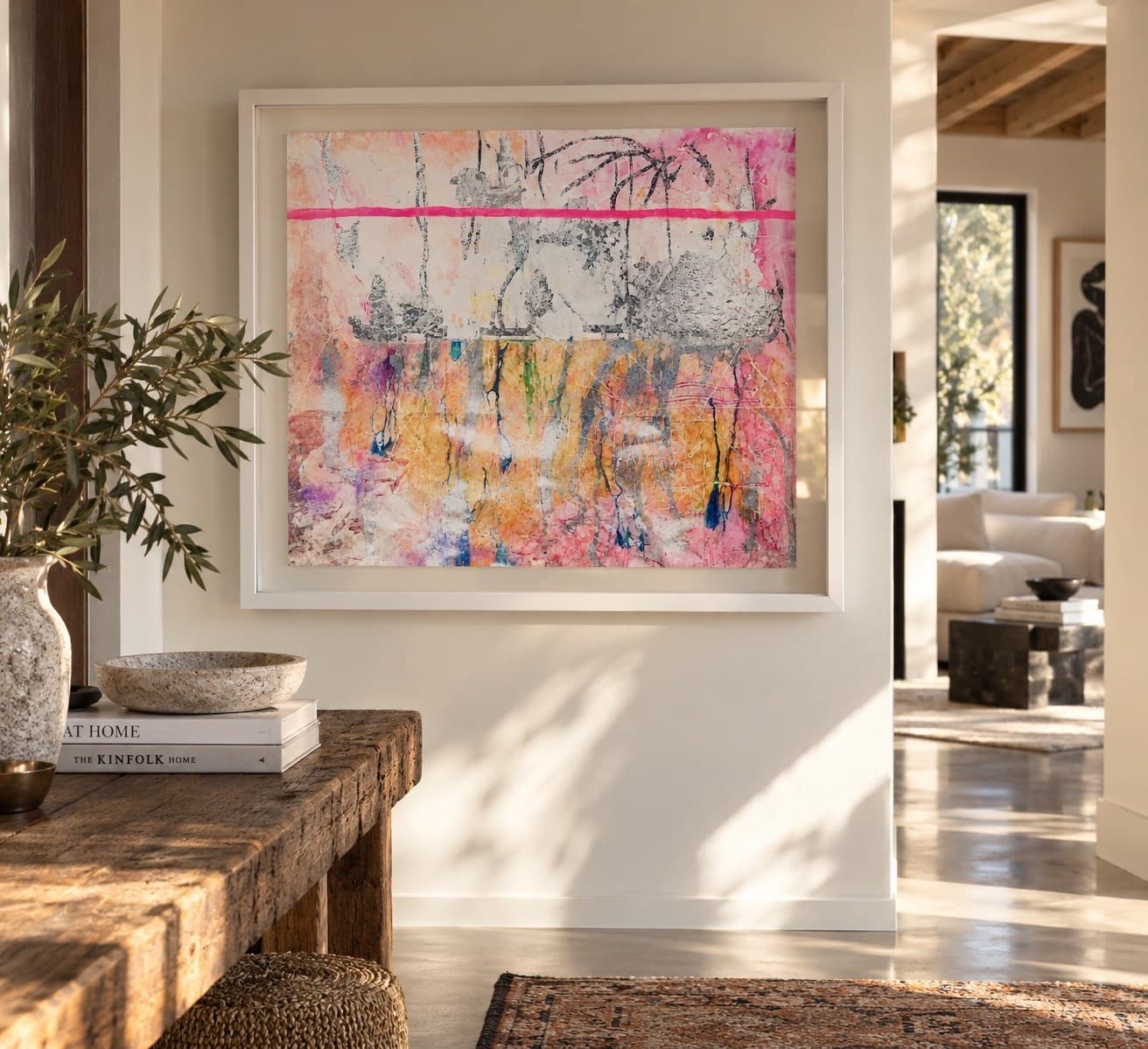 Sandra Molin artwork in a living room entryway